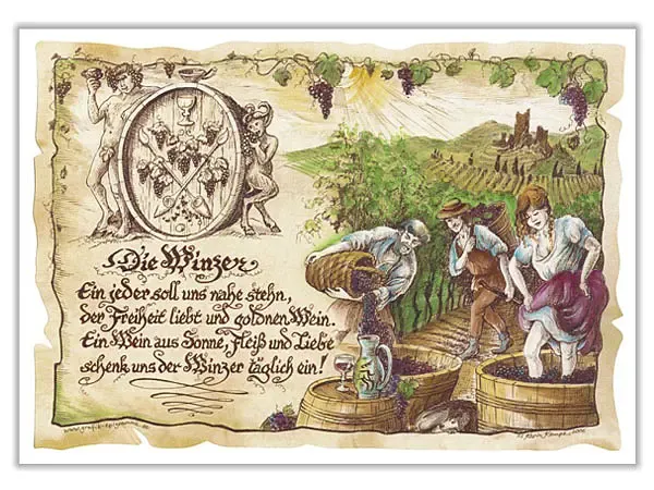 Zunftbild Winzer auf Antikpapier im A4-Format Zunftbild Winzer auf Antikpapier im A4-Format
