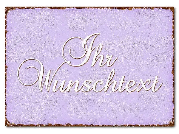 Farbiges Blechschild mit Wunschtext A4 pastellviolett/braun Farbiges Blechschild mit Wunschtext A4 pastellviolett/braun