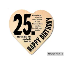 Herz Holzschild mit Wunschtext Geschenk zum 25. Geburtstag Herz Holzschild mit Wunschtext Geschenk zum 25. Geburtstag