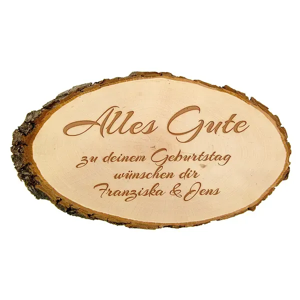 Holzschild zum Geburtstag mit Wunschtext Holzschild zum Geburtstag mit Wunschtext