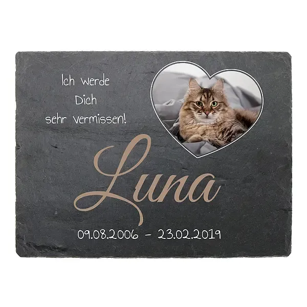 Gedenktafel zur Erinnerung für Ihre Katze aus Schiefer mit Foto 20 x 15 cm Gedenktafel zur Erinnerung für Ihre Katze aus Schiefer mit Foto 20 x 15 cm