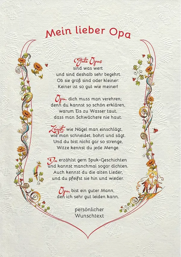 Urkunde für den geliebten Opa mit Wunschtext - modern Urkunde für den geliebten Opa mit Wunschtext - modern