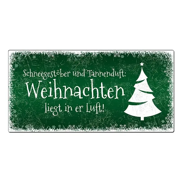 Winterdeko Schneegestöber - Blechschild zum Verschenken - Farbe grün - Format 20 x 10 cm Winterdeko Schneegestöber - Blechschild zum Verschenken - Farbe grün - Format 20 x 10 cm
