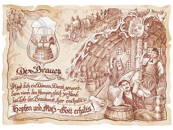 Zunftbild Brauer auf Antikpapier im A4-Format Zunftbild Brauer auf Antikpapier im A4-Format
