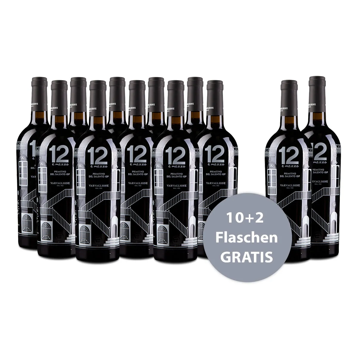 Aktionspaket 12 Fl. Varvaglione 12 e mezzo Primitivo del Salento Aktionspaket 12 Fl. Varvaglione 12 e mezzo Primitivo del Salento