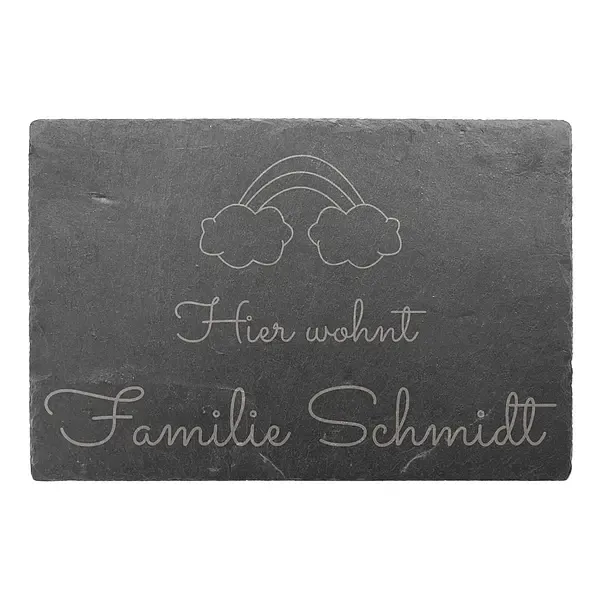 Dekoschild mit Regenbogen und Familiennamen 30 x 20 cm Dekoschild mit Regenbogen und Familiennamen 30 x 20 cm