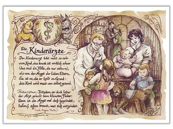 Zunftbild Kinderarzt auf Antikpapier im A4-Format Zunftbild Kinderarzt auf Antikpapier im A4-Format