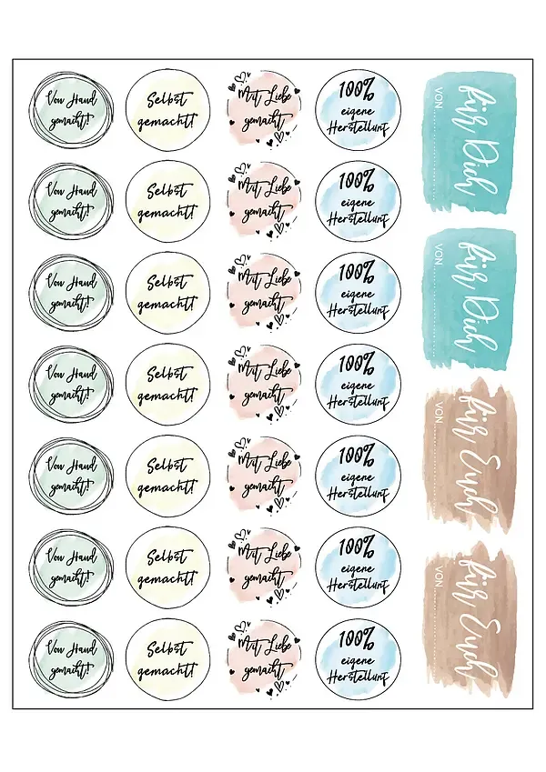 Sticker Handmade A4 Bogen 4 verschiedene Motive Sticker Handmade A4 Bogen 4 verschiedene Motive