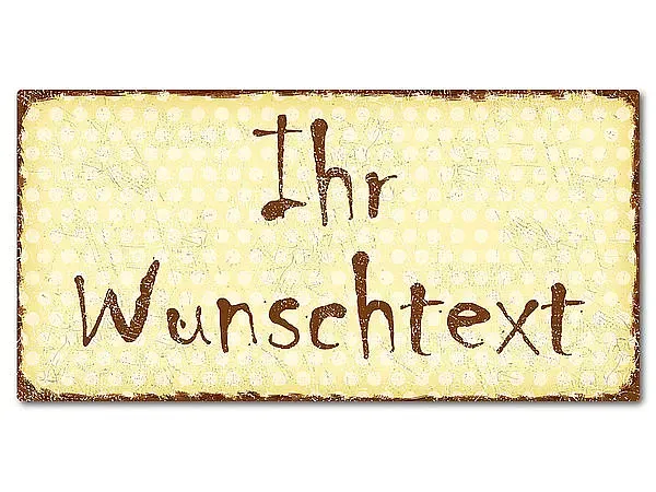 Dekoschild im Retro Look mit Polka Dots 300 x 150mm Polka Dots gelb Dekoschild im Retro Look mit Polka Dots 300 x 150mm Polka Dots gelb