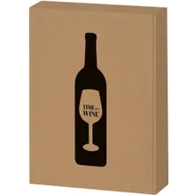 3er Geschenkkarton Kraftpapier „“Time for Wine““ 3er Geschenkkarton Kraftpapier „“Time for Wine““