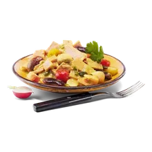 Kalbfleisch, Käferbohne, Radieschen Kalbfleisch, Käferbohne, Radieschen