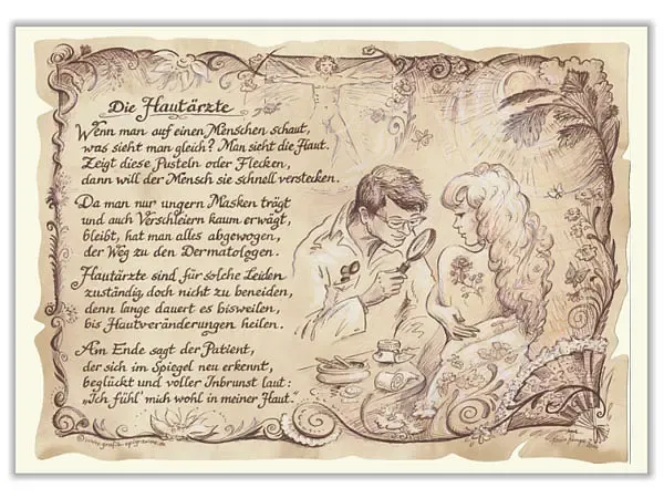 Zunftbild Hautarzt auf Antikpapier im A4-Format Zunftbild Hautarzt auf Antikpapier im A4-Format
