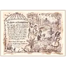 Zunftbild Garten- und Landschaftsbauer auf Antikpapier im A4-Format Zunftbild Garten- und Landschaftsbauer auf Antikpapier im A4-Format