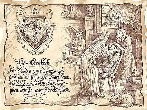 Zunftbild Augenarzt auf Antikpapier im A4-Format Zunftbild Augenarzt auf Antikpapier im A4-Format