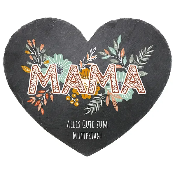 Schieferherz zum Muttertag mit Wunschtext - Größe 24 cm - mit Farbdruck Schieferherz zum Muttertag mit Wunschtext - Größe 24 cm - mit Farbdruck
