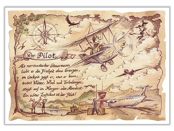 Zunftbild Pilot auf Antikpapier im A4-Format Zunftbild Pilot auf Antikpapier im A4-Format
