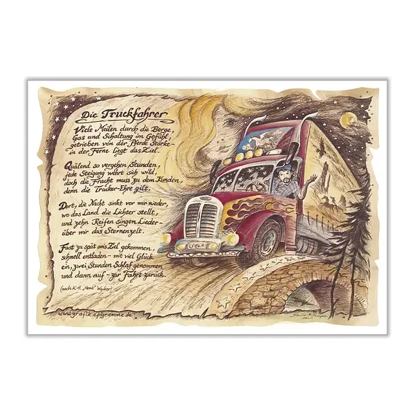 Zunftbild Truckfahrer auf Antikpapier im A4-Format Zunftbild Truckfahrer auf Antikpapier im A4-Format