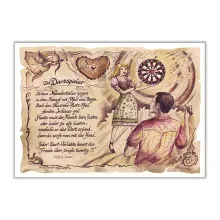 Sportbild Dartspieler auf Antikpapier im A4-Format Sportbild Dartspieler auf Antikpapier im A4-Format
