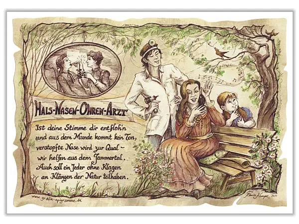 Zunftbild HNO Arzt auf Antikpapier im A4-Format Zunftbild HNO Arzt auf Antikpapier im A4-Format