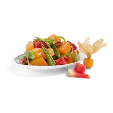 Melone, Zuckerschote, Estragon Melone, Zuckerschote, Estragon