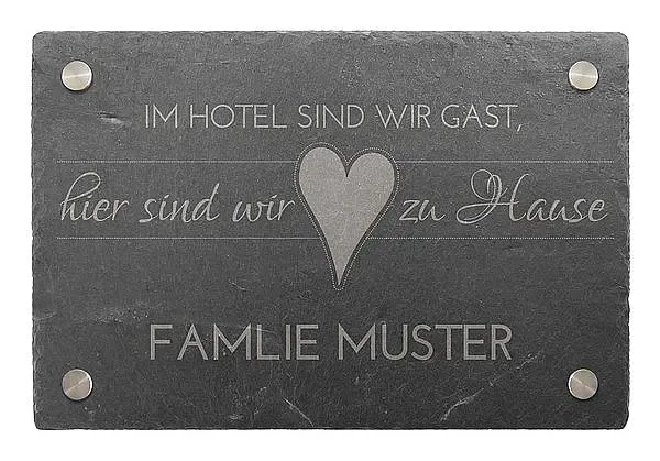 Türschild aus Schiefer 30 x 20 cm - Motiv Zu Hause Türschild aus Schiefer 30 x 20 cm - Motiv Zu Hause