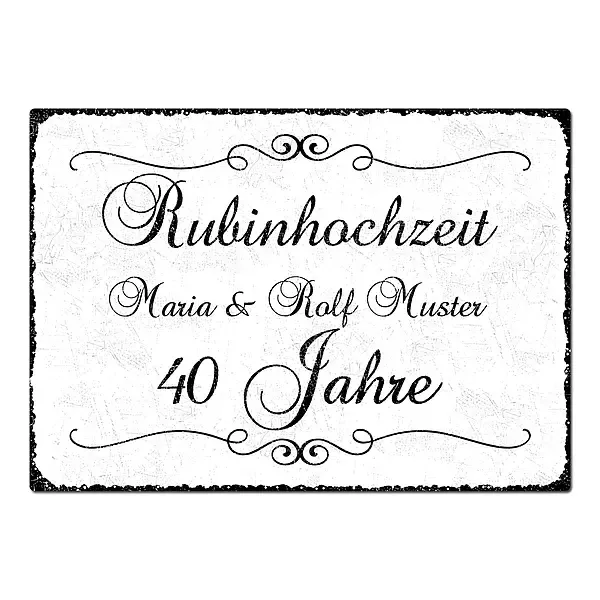 Geschenk zum 40. Hochzeitstag - Schild A4 mit individuellem Wunschtext Geschenk zum 40. Hochzeitstag - Schild A4 mit individuellem Wunschtext