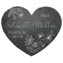 Türschild in Herzform aus Schiefer mit der Größe 24 cm Design Flowers Türschild in Herzform aus Schiefer mit der Größe 24 cm Design Flowers