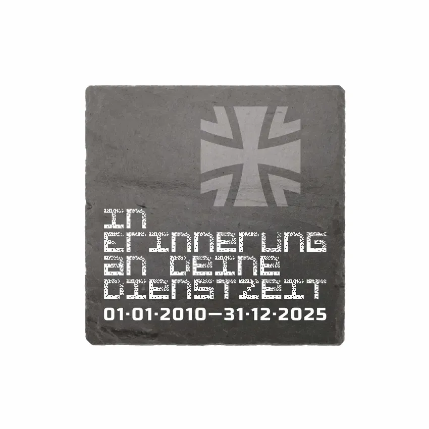 Schieferplatte Dienstauszeichnung mit eigenem Logo und Text Schieferplatte Dienstauszeichnung mit eigenem Logo und Text