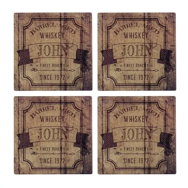 4er Set Untersetzer für Whiskygenießer mit Wunschnamen Design 2 4er Set Untersetzer für Whiskygenießer mit Wunschnamen Design 2