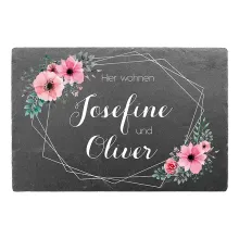 Türschild mit bunten Blumen aus Schiefer 30 x 20 cm Türschild mit bunten Blumen aus Schiefer 30 x 20 cm