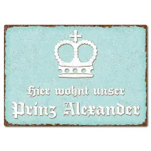 Farbiges Blechschild mit Wunschtext A4 pastelltürkis/braun Farbiges Blechschild mit Wunschtext A4 pastelltürkis/braun