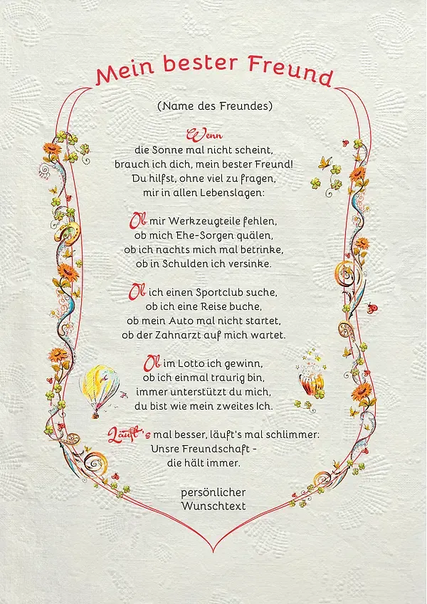 Urkunde für den besten Freund mit persönlichem Text - modern Urkunde für den besten Freund mit persönlichem Text - modern