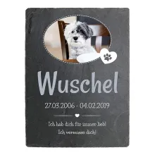 Gedenkstein mit Foto aus Schiefer für Hunde 15 x 20 cm Gedenkstein mit Foto aus Schiefer für Hunde 15 x 20 cm