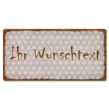 Dekoschild im Retro Look mit Polka Dots 200 x 100mm Polka Dots taupe Dekoschild im Retro Look mit Polka Dots 200 x 100mm Polka Dots taupe