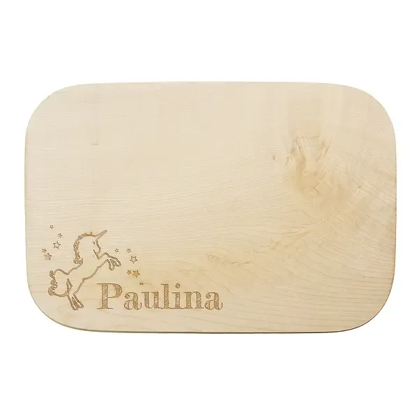Schneidbrett mit Einhorn und Namen 28 x 19 cm Schneidbrett mit Einhorn und Namen 28 x 19 cm