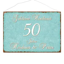 Schild "Goldene Hochzeit" und Namen im Format A3 türkis Schild "Goldene Hochzeit" und Namen im Format A3 türkis