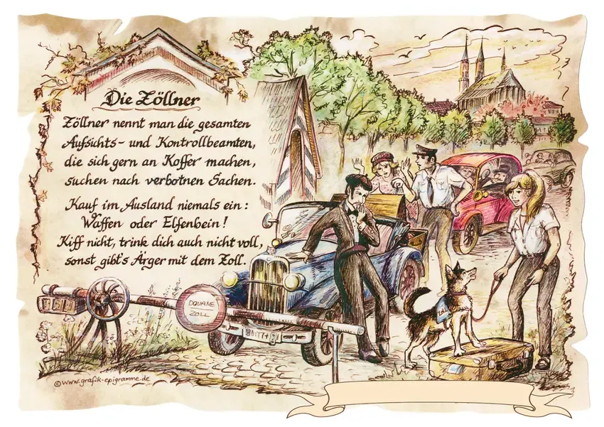 Zunftbild Zöllner auf Antikpapier im A4-Format Zunftbild Zöllner auf Antikpapier im A4-Format