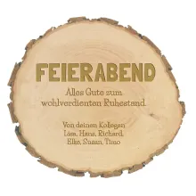 Abschiedsgeschenk Baumscheibe mit Gravur  Abschiedsgeschenk Baumscheibe mit Gravur