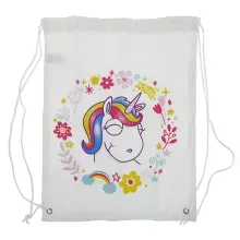 Turn-Beutel mit Einhorn und Blumen weiß Turn-Beutel mit Einhorn und Blumen weiß