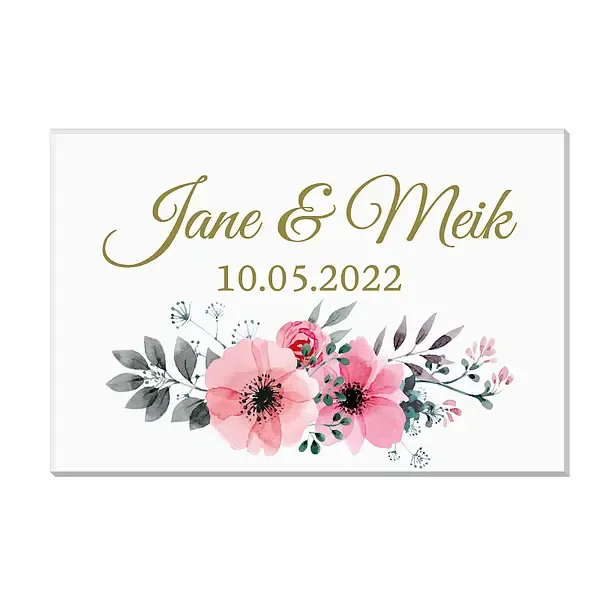 Geschenk zur Hochzeit - Acryplatte mit Namen und Datum Design Pink Flowers Geschenk zur Hochzeit - Acryplatte mit Namen und Datum Design Pink Flowers