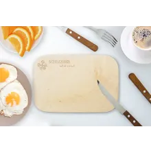 Schneidebrett mit graviertem Zunftzeichen und Wunschtext  Schneidebrett mit graviertem Zunftzeichen und Wunschtext
