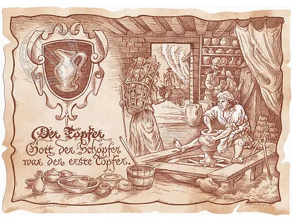 Zunftbild Töpfer auf Antikpapier im A4-Format Zunftbild Töpfer auf Antikpapier im A4-Format