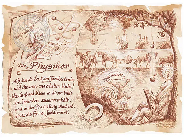 Zunftbild Physiker auf Antikpapier im A4-Format Zunftbild Physiker auf Antikpapier im A4-Format