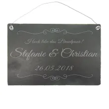Schieferschild zur Hochzeit 30 x 20 cm mit Wunschtext Schieferschild zur Hochzeit 30 x 20 cm mit Wunschtext