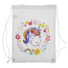 Turn-Beutel mit Einhorn und Blumen weiß Turn-Beutel mit Einhorn und Blumen weiß