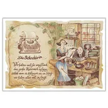 Zunftbild Sekretärin auf Antikpapier im A4-Format Zunftbild Sekretärin auf Antikpapier im A4-Format