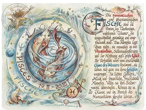 Sternbild Fische auf Antikpapier im A4-Format Sternbild Fische auf Antikpapier im A4-Format