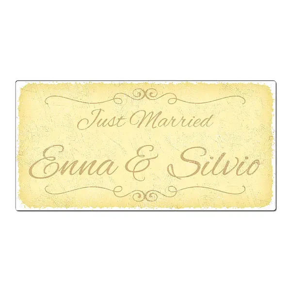 Aluschild im Vintage Look mit Wunschtext 300 x 150mm gelb Aluschild im Vintage Look mit Wunschtext 300 x 150mm gelb
