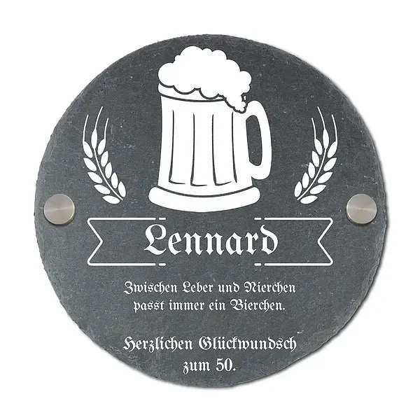 Rundes Schieferschild zum Geburtstag Rundes Schieferschild zum Geburtstag