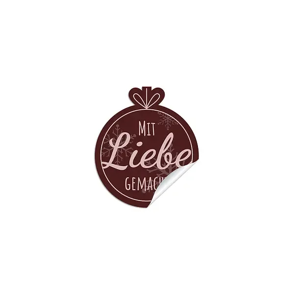 Sticker "mit Liebe gemacht" - 16 Stück auf einem A4 Bogen Design Christmas Bulbs Sticker "mit Liebe gemacht" - 16 Stück auf einem A4 Bogen Design Christmas Bulbs